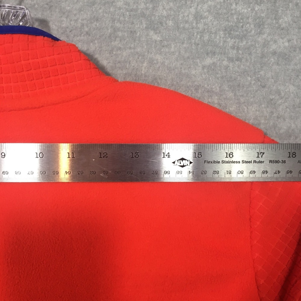 Lands End Womens XL Grid Fleece Full Zip Up Jacket Orange Blue Colorful EUC - Picture 3 of 12